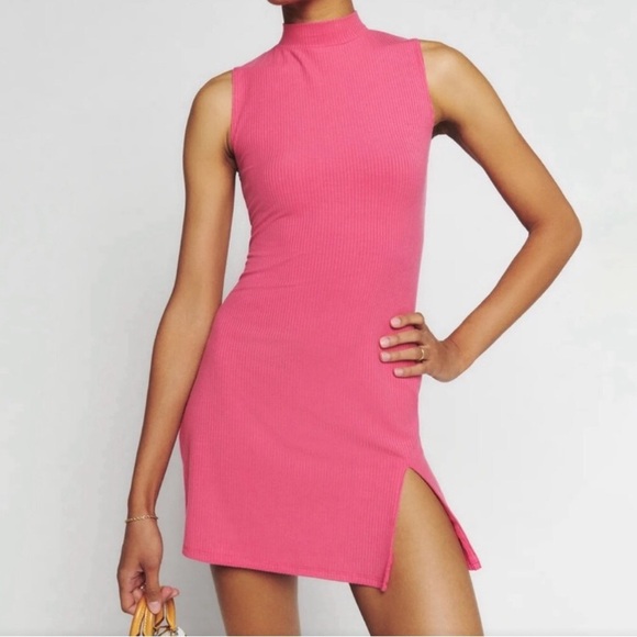 NWT Reformation Skyler Knit Sleeveless Mini Dress in Snapdragon Pink Size Small - Picture 2 of 13